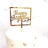 Nuevo Adorno Rectangular Acrílico para Decoración de Pastel de Horneado con Caligrafía Happy Birthday para Fiesta