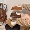 Botas de nieve cálidas, de felpa, estilo retro, forradas de polar para mujer, nueva colección de invierno 2026, diseño sin cordones, zapatos estilo Birkenstock de suela gruesa, zapatos de algodón esponjoso
