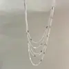 Novo Colar de Gipsofila Brilhante Camadas Múltiplas Franja Corrente Clavícula Design de Nicho Ins Corrente de Pescoço Elegante Versátil