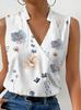 2023 Comércio Exterior Transfronteiriço Novo Pulôver Casual Feminino com Decote em V Regular Estampa Digital Camiseta Feminina Colete