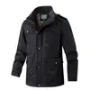 Jaqueta corta-vento europeia e americana de tamanho transfronteiriço para primavera e outono para homens de meia-idade, blusa casual fina para trabalho, jaqueta nova de algodão puro para homens