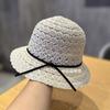 Sombrero de Sol de Ala Ancha para Mujer Sombrero de Sol Calado de Encaje Verano Coreano Vacaciones Protección Solar Sombrero de Playa Sombrero de Lazo de Moda