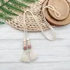 Nuevo Estilo Borla Perla de Madera Cuerda Larga Cuerda Retorcida Bohemio Perlas Cadena de Suéter Colgante Borla Flecos