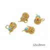 Abanico de Aceite Gotas Arena Dorada de Cobre con Colgante de Cacahuete de Vidrio Pulsera de Hebilla Ping An Hecha a Mano Colgante de Collar