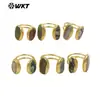 WT-R565 turmalina marina natural diseño irregular de doble piedra chapado en oro de 18 quilates anillo unisex para hombres y mujeres