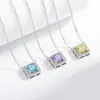 Transmissão ao vivo popular pedra preciosa colorida diamante de alto carbono corte flor de gelo quadrado princesa conjunto de embalagem anel brincos colar pulseira ouro real galvanizado