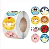 Rollo Autoadhesivo Transfronterizo de 500 Hojas de Lindas Pegatinas de Animales de Dibujos Animados 2.5cm Pegatinas Pequeñas de Tigre y Panda para Estudiantes