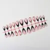 Uñas postizas de prensa de almendra francesa doradas 3D estilo oscuro simple de venta caliente transfronteriza otoño e invierno, uñas postizas terminadas al por mayor
