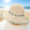 2026 Nuevo Sombrero de Sol Tejido Estilo Resort de Playa de Verano con Ala Ancha, Sombrero de Paja con Protección Solar, Sombrero de Paja Hueco Transpirable