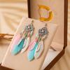 Tus nuevos aretes de pluma giroscópica Tiyi, hojas de cristal, aretes creativos, aretes de moda retro, venta al por mayor