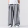 Calça Casual de Pernas Largas para Homem 2026 Verão Fina Tamanho Grande Estilo Japonês Retrô Casual Reta Cor Sólida Calça de Pernas Largas Tendência Homem
