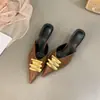 Pañuelo de cabeza exquisito de alta gama francés, zapatillas de media caña, ropa exterior para mujer, temperamento, tacones altos, mules sin cordones de punta fina, zapatos individuales para mujer
