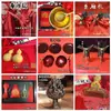 Nuevos Accesorios para Ceremonia de Boda Estilo Chino Dinastía Ming: Boda de Hortensias, Matrimonio en la Misma Celda, Matrimonio Combinado, Lavabo, Nudo de Cabello, Bolsa de Brocado y Ceremonia de Ofrenda de Aves