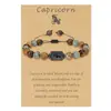 Pulseras Tejidas con Piedras Naturales de los Doce Signos del Zodíaco Transfronterizas Europeas y Americanas Nuevo Producto Pulsera Ajustable de Cuentas de Piedra Ojo de Tigre Set