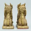 Par de Figuras de Kirin de la Fortuna de Cobre, Kirin Atractor de Riqueza de Latón Puro con Bagua, Decoración de Inauguración para Oficina y Sala de Estar