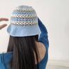 Chapéu de Pescador com Padrão Ondulado Feito à Mão Crochê Chapéu de Tricô Vazado Feminino Primavera e Outono Chapéu de Pescador Mostrando o Rosto Pequeno Chapéu de Bacia com Proteção Solar