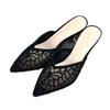 Zapatos de Mujer con Pedrería Verano Nuevos Tacón de Aguja Zapatos de Cristal Sandalias Huecas para Mujer Sandalias de Tacón Medio Punta Cerrada Zapatillas de Moda