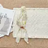 Bufanda de Lino con Estampado Floral a Cuadros Estilo Retro con Perlas y Seda para Mujer, Cadena Decorativa de Cuello de Alta Gama, Cinta Artística para el Día a Día