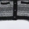 Cárdigan casual suelto de manga larga con botones, cuello en V y rayas de color de contraste, nuevo top suéter elegante para mujer de otoño e invierno