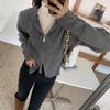 GAGD outono e inverno engrossado malha cardigan mulheres soltas emagrecimento casual duplo zíper tricô cardigan top