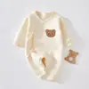 Macacão Bebê Quente Algodão Puro Pijama Recém-Nascido Meninos e Meninas Macacão Bebê Manga Longa Roupa de Engatinhar Body Sem Costura