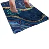 Alfombra de Piso de Franela Impresa Moderna con Textura Fluida de Ágata Chapada en Oro de Tono Azul de Lujo Ligero Transfronteriza Decoración de Alfombra para el Hogar