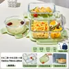 Pote de Vidro Espesso para Micro-ondas, Marmita, Caixa Bento, Tigela de Sopa, Recipiente de Alimentos Compartimentado Selado para Levar Refeições para o Trabalho