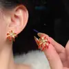 Pendientes de Fuegos Artificiales de Circonita Roja de Año Nuevo para Mujer 2026 Nuevo Estilo Popular Pendientes Únicos y Hermosos