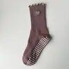 Meias Esportivas para Mulheres, Meias para Fitness Yoga, Profissionais Antiderrapantes com Bordado de Coração de Renda Personalizadas para Pilates Meia-Canela para Mulheres