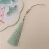 Pendente de Flor com Borla de Nova Liga Guanshan Yue 12CM Espigão Leque Tuan Fan Joias Hanfu Saquinhu Joias Cheongsam