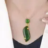 Elegante y de Moda Collar Verde de Imitación de Jade con un Toque de Lujo, Colgante de Jade Hetian, Cadena para Clavícula Nudo de Bambú, Accesorios de Joyería, Joyería para Mujeres