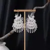 Pendientes Largos con Borlas de Imitación Plata Miao Estilo Étnico para Mujer, Mariposa Pavo Real Flor Pendientes Largos, Pendientes Estilo Bohemio para Fotografía de Viaje
