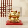 Adornos de gato de la suerte dorado mini automáticos con energía solar, regalo de inauguración, manualidades para interior de coche con cubierta antipolvo