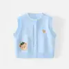 Cardigan sem mangas Ursinho Desenho Animado Bordado Tricô Colete Primavera Outono Classe A Quente Capa de Ombro para Bebê Suéter