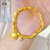 Novo Estilo Chinês Pepita de Ouro Antiga Pedaços de Ouro Quebrado Pulseira do Deus da Riqueza da Paz para Mulheres Design de Nicho Versátil e Elegante