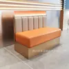 Sofá de Aço Inoxidável Semicircular Personalizado, Conjunto de Mesa e Cadeiras Acrílicas Moderno de Alta Qualidade para Lojas de Chá de Leite e Cafeterias, Restaurantes de Hot Pot