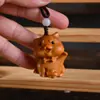 Souvenir de Navidad Talla en Madera de Ciprés Llavero Colgante Navideño Productos de Madera del Zodiaco de Dibujos Animados Dragón, Serpiente y Año del Caballo