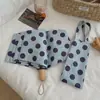 Paraguas Plegable Portátil Retro de Puntos de Ola para Mujer Doble Propósito Paraguas de Sol Protección Solar UV Protección Solar de Alto Valor