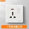 Painel Elétrico USB de Parede Multifuncional com Múltiplos Furos Tipo 86 13A Padrão Britânico Versão de Hong Kong Tomada com Interruptor