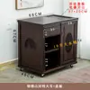 Gabinete de té móvil mesa de té pequeña mesa de bar de té gabinete lateral estante de almacenamiento cubo inferior de madera maciza gabinete de té integrado con tetera