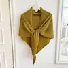Xale de Tricô Grosso Cor Lisa Estilo Coreano para Mulheres Outono Inverno Macio Grudando Versátil Cachecol Triângulo Grande Simples Aquecedor de Pescoço Peça de Roupa Externa