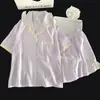 Conjunto fresco de dos piezas de algodón nube para mujer, con rayas verticales arrugadas, de manga corta, para el hogar, verano 2026