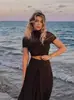 En Stock Vestido Sexy Maillard para Mujer que Muestra el Abdomen con Falda Grande, Vestido de Malla, Vestido de Noche Europeo y Americano.