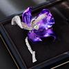 Elegante Broche de Flor de Íris Atmosférico Retrô Feminino Zircônia Esmalte Pintado de Alto Padrão Acessórios para Terno Casaco
