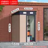 Cobertizo de herramientas para exteriores, Patio jardín, Cuarto de almacenamiento simple para patio, Cobertizo de utilidad metálico móvil