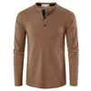 Camisetas para Hombre de Otoño e Invierno Nuevas Europeas y Americanas Transfronterizas Exportación a Amazon Camisetas Lisas de Manga Larga para Hombre Camisas Henry para Hombre