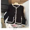 Cárdigan de Punto con Cuello Redondo, Manga Larga y Adorno de Encaje Dulce, Estilo Nuevo Otoño Invierno, Versátil, Bolsillo, Abrigo de Botones