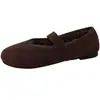 Sapatos Casuais Femininos Versáteis, Estilo Mori Retrô da Moda, Sapatos Femininos de Algodão com Tira Única e Boca Rasa, Sapatos de Avó com Salto Grosso e Forro de Lã
