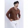 Nova Camisa Polo de Primavera e Outono com Gola Reversível, Suéter de Malha de Manga Longa para Homens, Corte Slim, Casual de Negócios, Moderno, Atacado Transfronteiriço