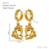 Pendientes de Moda Europea y Americana Transfronterizos Elegantes de Nicho Acero Inoxidable Chapado en Oro de 18 Quilates Serie Oceánica de Verano Pendientes de Acero de Titanio para Mujer